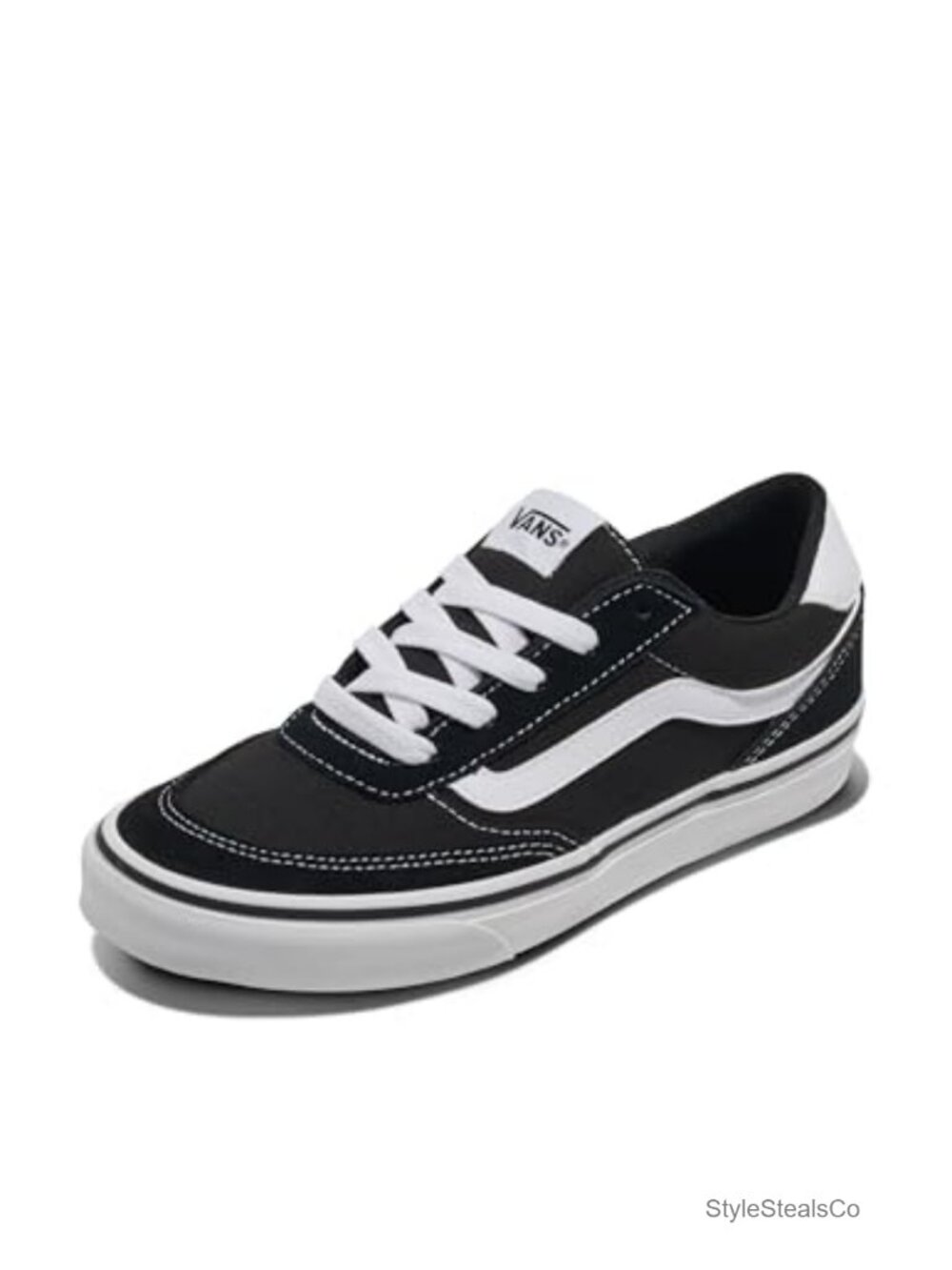 Suede and Canvas Low-Top Fashion Sneakers with Padded Collar and Waffle Outsole